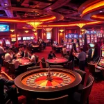 Players immerse in high-stakes excitement at samsonbet86's vibrant casino floor, featuring roulette and poker.