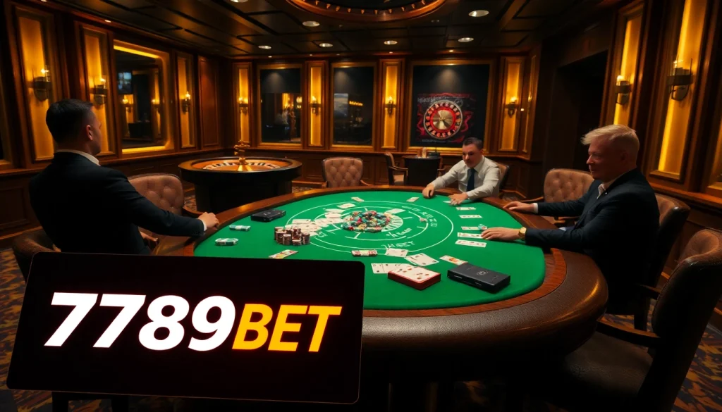 Explore thrilling poker action at 789BET with vibrant chips and cards.