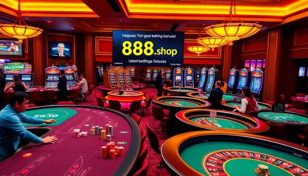 Capture thrilling gameplay at http://88aa.shop/, showcasing vibrant casino tables, colorful chips, and dynamic slot machines.