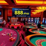 Capture thrilling gameplay at http://88aa.shop/, showcasing vibrant casino tables, colorful chips, and dynamic slot machines.