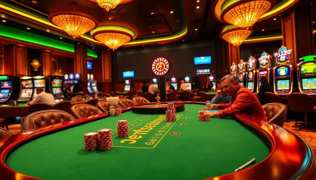 MM88 casino table scene showcasing engaging blackjack gameplay with vibrant casino ambiance.