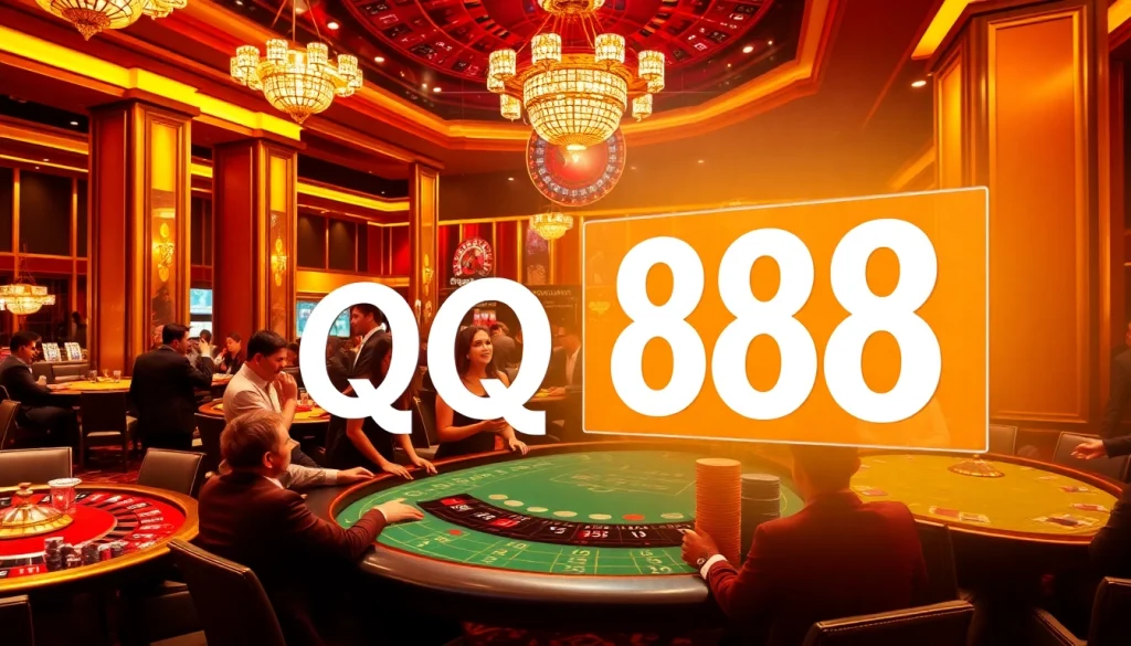 Experience the thrill of QQ 88 casino gaming with dynamic poker tables, vibrant roulette wheels, and professional dealers.