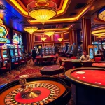 Casino gaming scene filled with excitement at bj88win.live, showcasing players at tables, vibrant slot machines, and colorful poker chips.